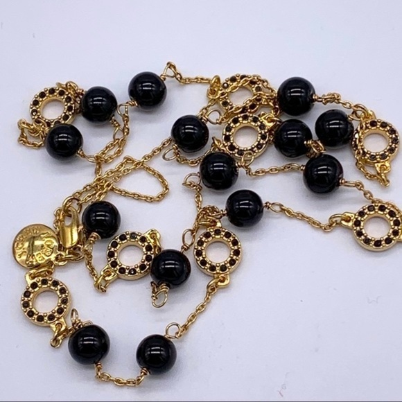 J. Crew Black Bead & Disc Station Necklace - Picture 1 of 2